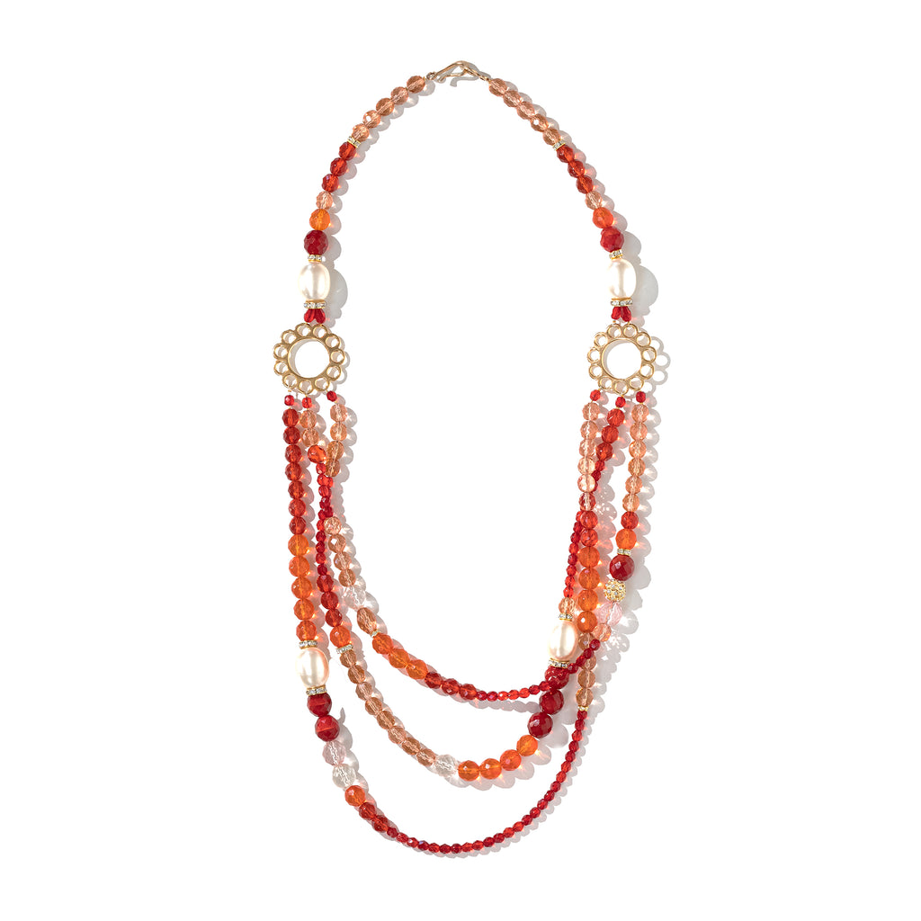 Red, Orange And Gold Layered Necklace – Piret Kartus