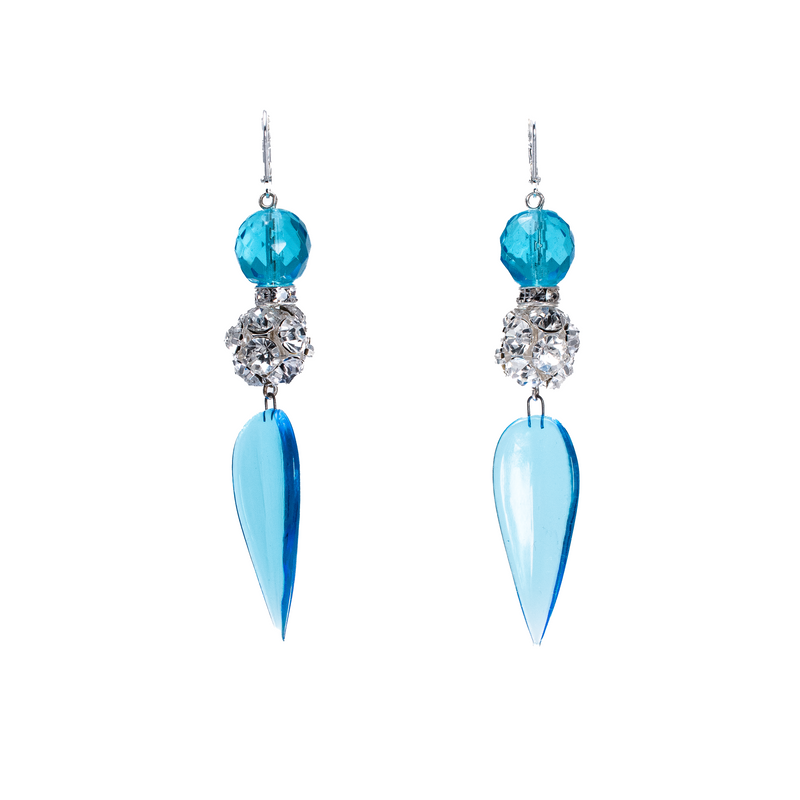 Light Blue and Silver Drop Earrings