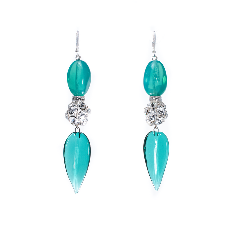 Emerald and Turquoise Drop Earrings