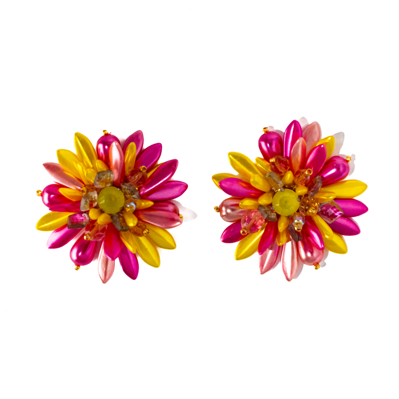 Metallic Pink and Yellow Clip-on Earrings